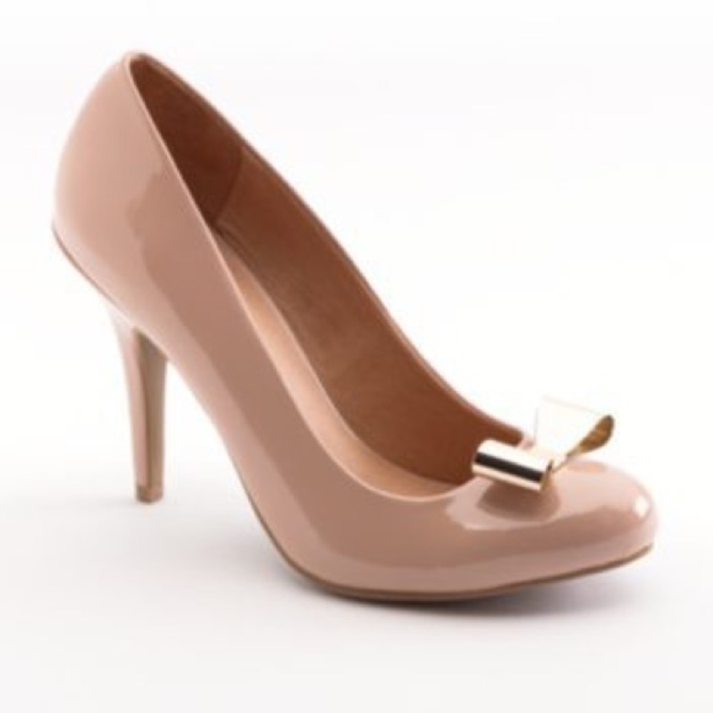 Gold Bow detail pink heels by LC